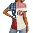 thumbnail image 7 of LWavelet Fourth of July Shirts for Women Short Sleeve Tops V-Neck Casual USA Patriotic Floral Embroidered Tee Blue L, 7 of 7