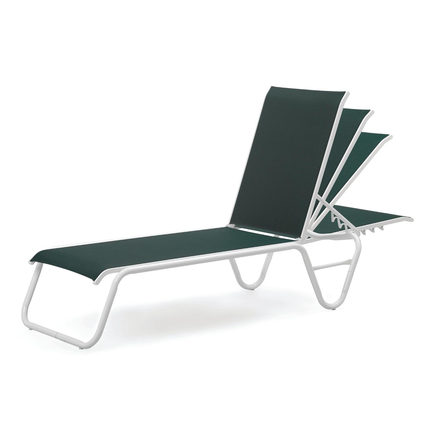 Set Of 2 Telescope Casual Gardenella Sling Lay Flat Stacking Armless Chaises Gloss White Finish Forest Green Fabric Walmart Com Walmart Com