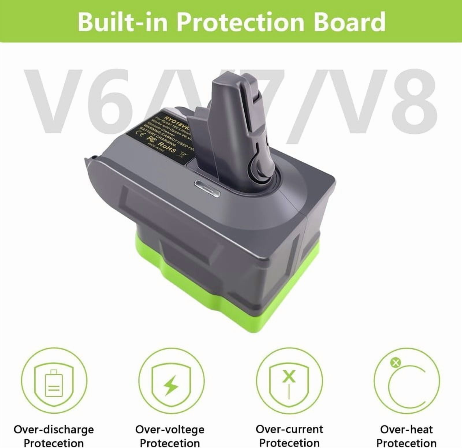 3-in-1 V6/V7/V8 Adapter for Ryobi 18V ONE+ Battery Convert to for Dyson V6/V7/V8