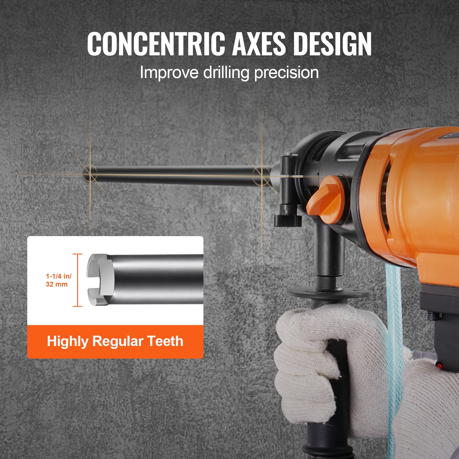 KFFKFF Diamond Core Drill Bit, 1-1/4" Diamond Wet Core Drilling Bits, 14" Penetration Depth Concrete Core Drilling Bit, 5/8"-11 Inner Thread, Utilizes Laser Welding, Diamond Wet Coring Bit