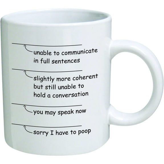 Funny. You may speak now. Sorry I have to poop - 11 OZ Coffee Mug - Funny Inspirational and sarcasm - By
