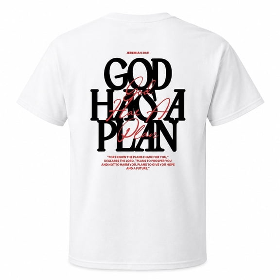 God Has a Plan Graphic T-Shirt, Adult Unisex Classic Fit Tee