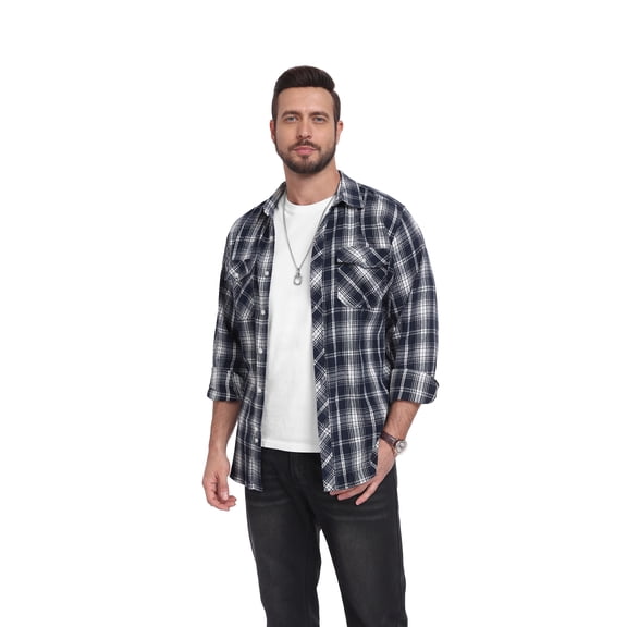 Iceglad Mens Flannel Plaid Shirts Long Sleeve Button Down Shirt Casual Shirts Work Shirts for Men