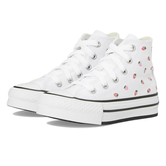 Converse Chuck Taylor All Star Eva Lift (Little Kid) Platform, White/Soft Red/Watermelon Pink, 12 US Unisex