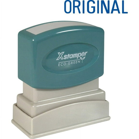 Xstamper ORIGINAL Title Stamp - Message Stamp - "ORIGINAL" - 0.50" Impression Width x 1.63" Impression Length - 100000 Impression(s) - Blue - Recycled | Bundle of 2 Each