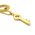 thumbnail image 4 of Polished Lever Lock Key Pendant w/2mm 24" Box Chain Necklace, Gold-Tone, 4 of 4