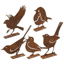 OUNONA 5Pcs Metal Birds Outdoor Garden Fence Decorations with