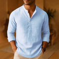 thumbnail image 2 of Men'S Cotton Linen Henley T-Shirt Button Down Long Sleeve Casual Shirts Lightweight Breathable Beach Sweatshirt, 2 of 5