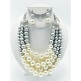 thumbnail image 3 of Clip on multi strand silver, gray, and white pearl necklace set, 3 of 4