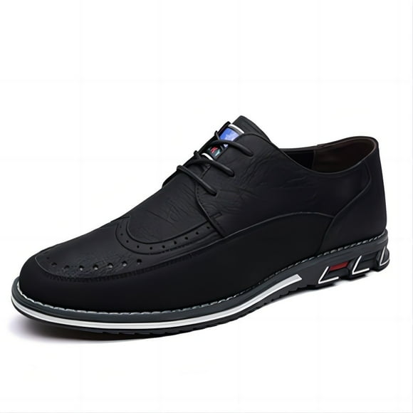 Men's Casual Oxford Business Fashion Leather Shoes Walking Comfortable Classic Adjustable Shoes Black 10.5 US