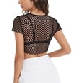thumbnail image 2 of Womens Sheer Mesh Fish Net Short Sleeve See Though Crop Top T-Shirt Blouse, 2 of 9