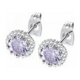 thumbnail image 2 of 18k White Gold 1/2 Ct Created Halo Round Tanzanite Stud Earrings Plated, 2 of 4
