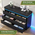 thumbnail image 6 of 6 Drawer Dresser with Charging Station&LED Lights for Bedroom, Large Chest of Drawers Storage Cabinets with 6 Drawers, Clothes Closet Bedroom Funiture for Living Room, Black, 6 of 11