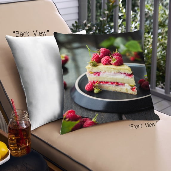 Ahgly Company Foods Raspberry Outdoor Throw Pillow, 18 inch by 18 inch