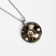 thumbnail image 4 of Hedgehog Stunning Glass Circular Pendant Necklace - Elegant Jewelry for Women, 4 of 5
