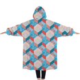 thumbnail image 2 of Oversized Wearable Blanket Hoodie,Blue Red Checkered Pattern Sherpa Blanket Hoodie with Super Pockets,Super Warm Fuzzy Pullover for Women & Men, 2 of 6