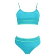thumbnail image 3 of FhsagQ Swimsuit Sets for Women Plus Size Blue with Matching Robe Women's High Waisted Bikini Sets Sporty Two Piece Swimsuit Color Block High Cut Bathing Suits Womens Swimsuit Sets Crotchless Blue S, 3 of 4