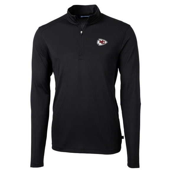 Men's Cutter & Buck Black Kansas City Chiefs Virtue Eco Pique Recycled Quarter-Zip Pullover Jacket