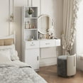 thumbnail image 2 of Modern Vanity Desk with Lights Makeup Vanity Dressing with Mirror Large Storage Space White, 2 of 6