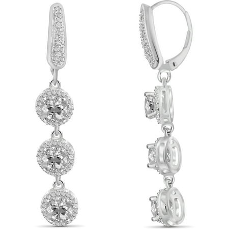 JewelersClub 3 3/4 Carat T.G.W. White Topaz And White Diamond Accent Sterling Silver Dangle Earrings