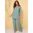 thumbnail image 2 of Roaman's Women's Plus Size Hand Crinkled Wide-Leg Pant, 2 of 3