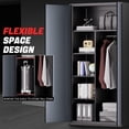 thumbnail image 4 of DNA Motoring 72" Gray/Black Lockable Metal Storage Wardrobe Cabinet w/Hanging Rod & 4 Shelves, 4 of 7