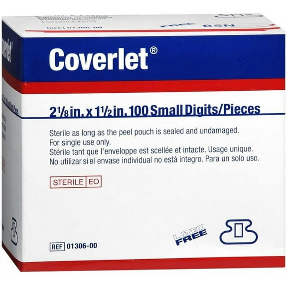 Coverlet Fingertip Fabric Adhesive Bandage, 2-1/8 Inches x 1.5 Inches, Tan, Sterile, 100 Count