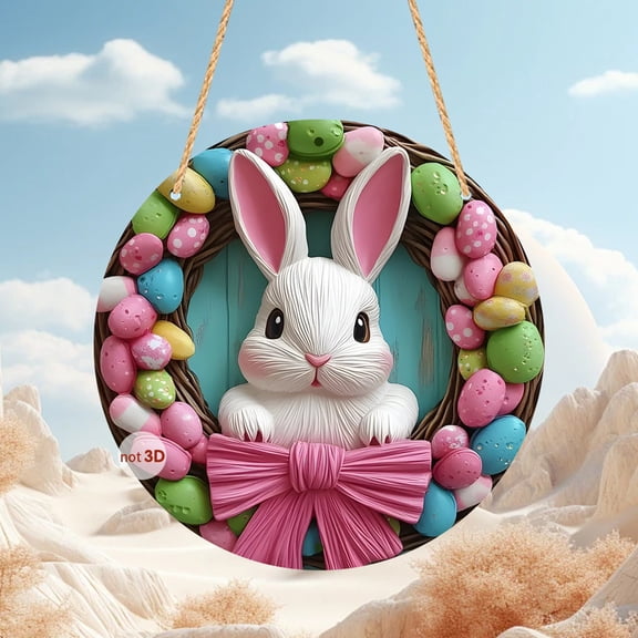 Up to 50% offTupukom Easter Decorations Outdoors Easter Circular Wooden Board Sign Wall Hanging Decoration Holiday Decoration Outdoor Doorplate Hanging Decoration