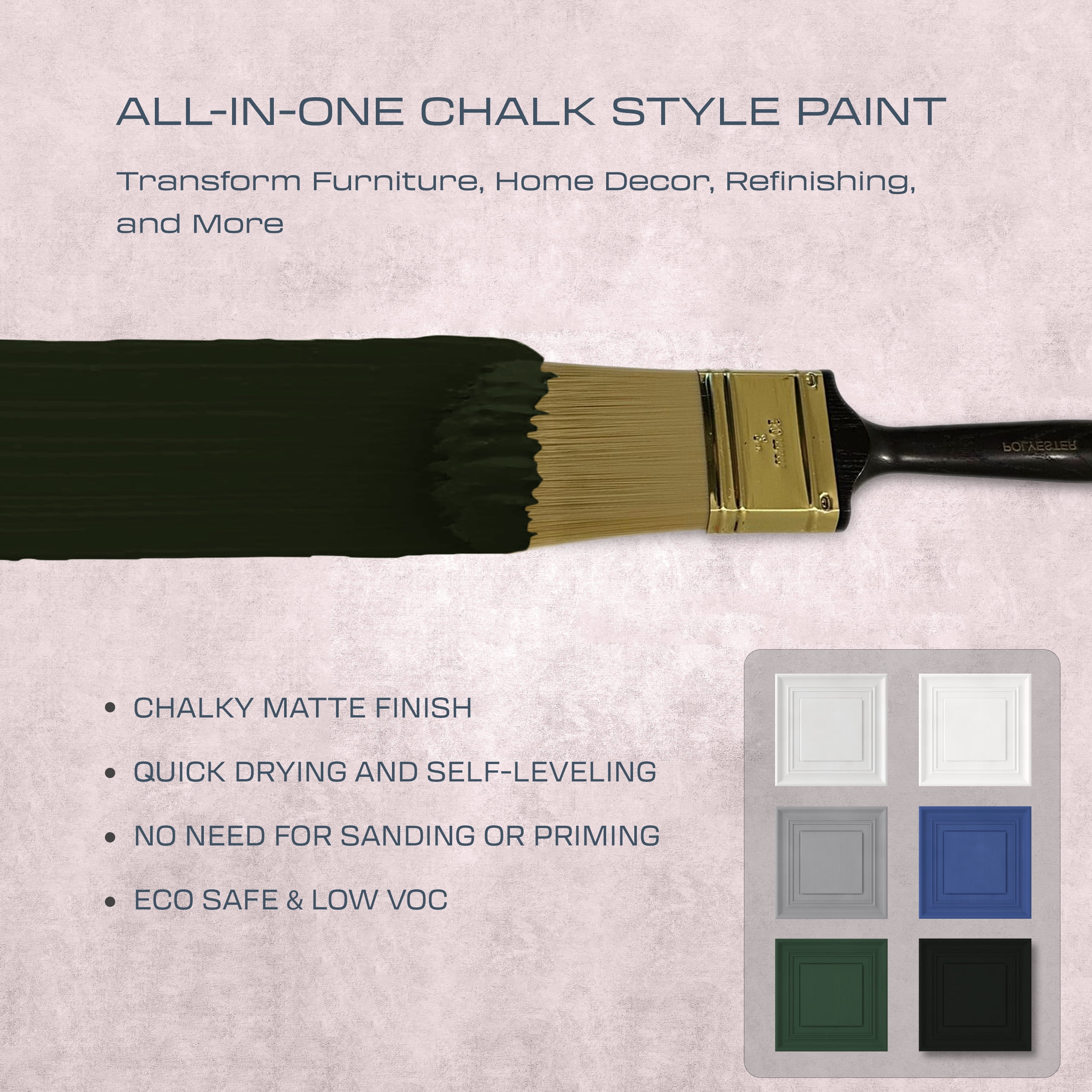 Oslo Home Chalk Style All In One Paint, Obsidian Shadow, Quart (32oz), Matte, no Sanding or Priming, for Furniture, Home Decor