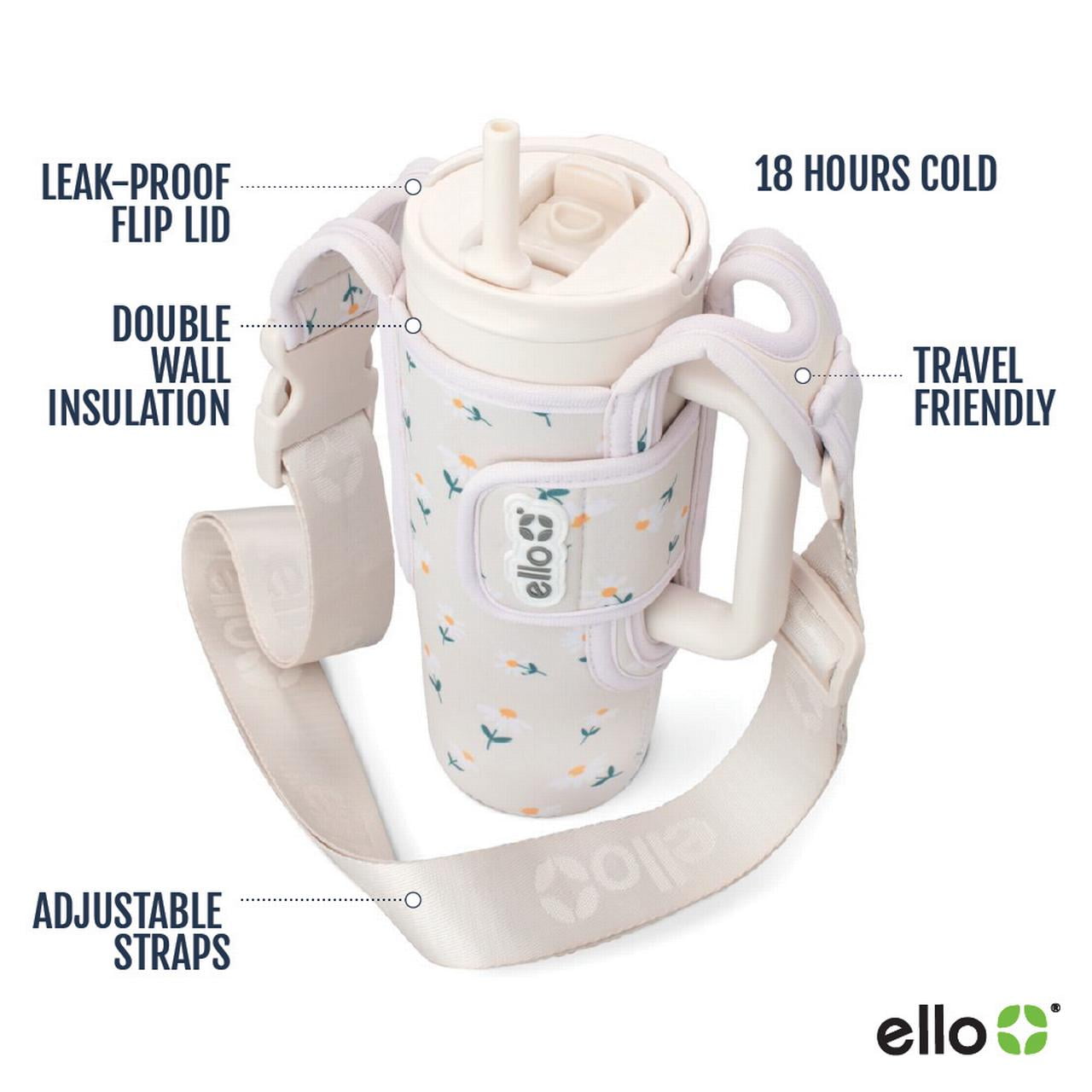 Ello Ultra Clean 24oz Insulated Leak-Proof Lid Tumbler with Sling, Daisies