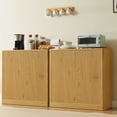 thumbnail image 2 of Hommoo 31.5" Modern Wooden Wavy Buffet Sideboard Accent Storage Cabinet, Curved Contour Design Sideboard Buffet Cabinet,Natural, 2 of 7