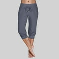 thumbnail image 2 of felwors Summer Pants for Women 2026,Cotton Linen Cropped Pants,Straight Leg Capris Business Ankle Length Chino Trousers (Grey, L), 2 of 6