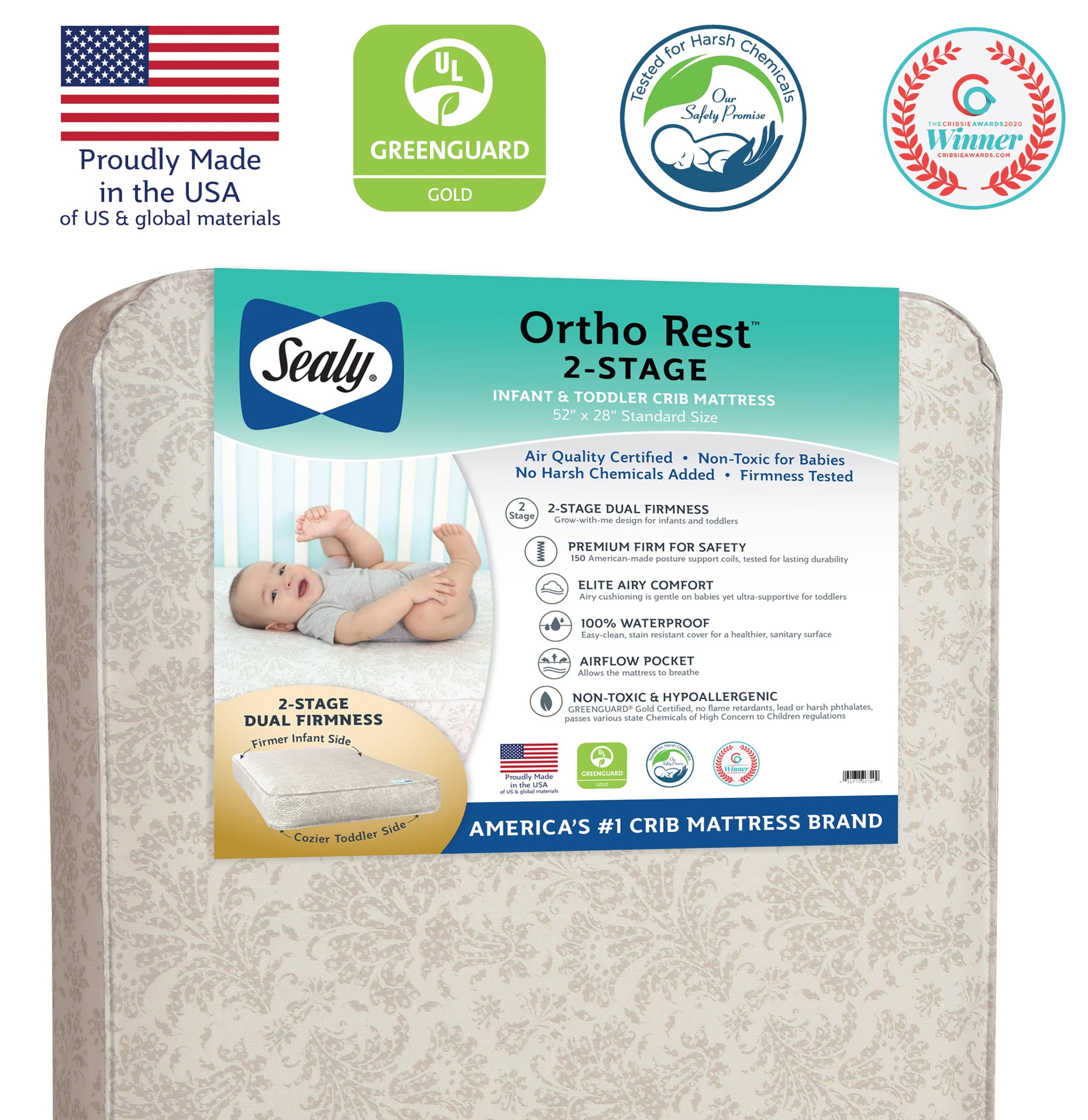 Sealy Ortho Rest 2Stage Premium Firm 5.5" Crib/Toddler Mattress