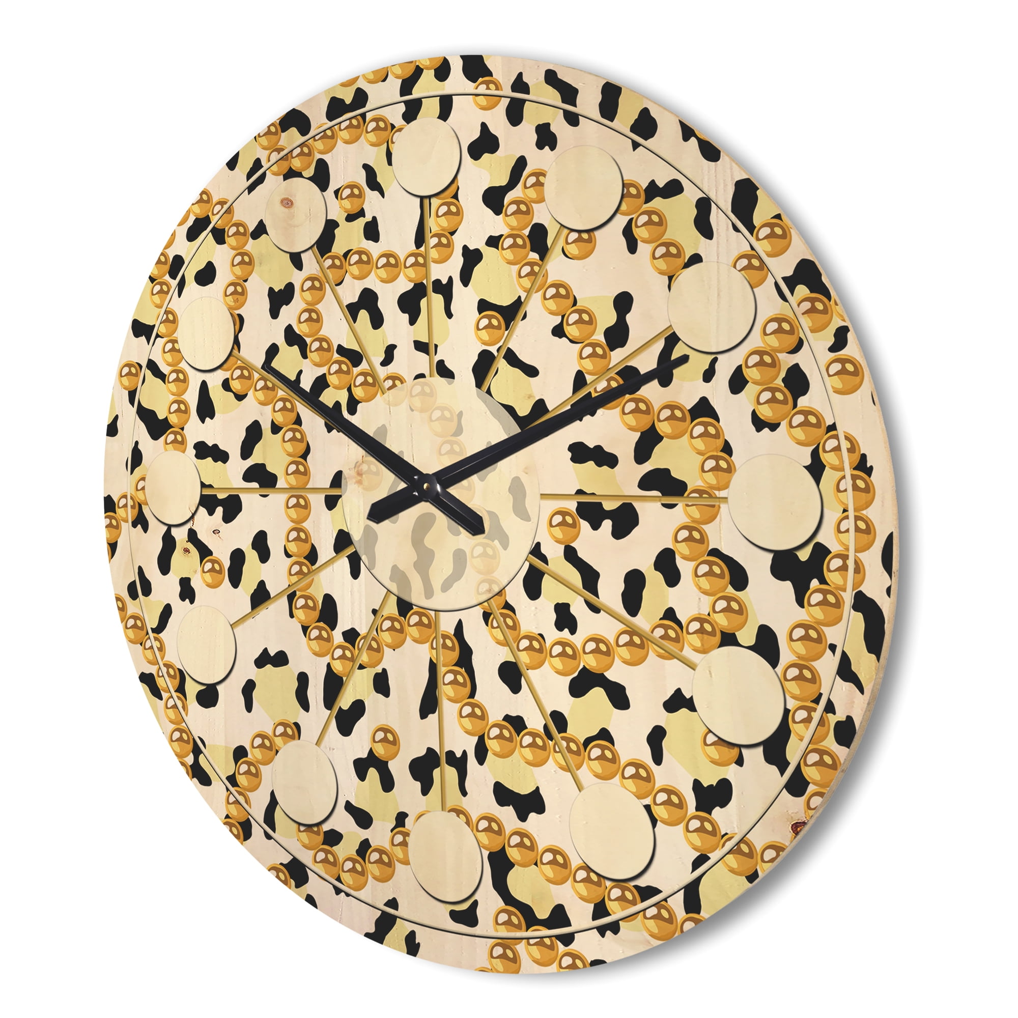 Designart 'Leopard Fur Safari Pattern VI' Mid-Century Modern Wood Wall Clock
