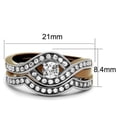 thumbnail image 2 of Women's Stainless Steel Two Tone IP Light Brown 4.37(g) CZ Clear Ring Set, 2 of 5