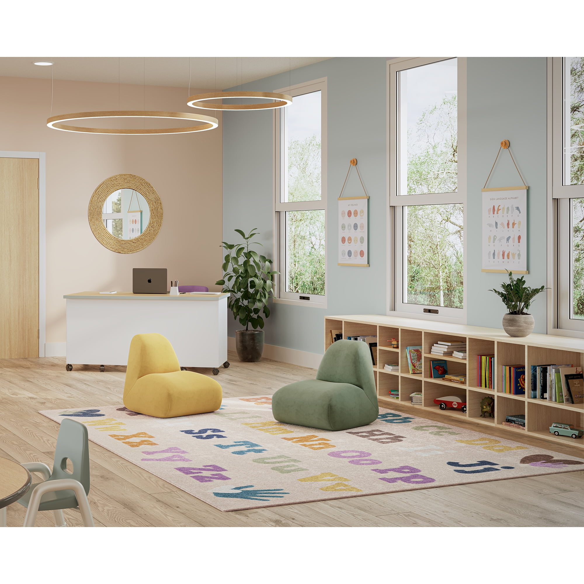 Joy Carpets Alphabet for Everyone 5'4" x 7'8" Indoor Area Rug in Color Multi