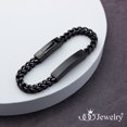 thumbnail image 6 of 555 Jewelry Stainless Steel Square Magnetic Clasp Franco Chain ID Men Bracelet with Bar, Black, 6 of 6