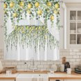 thumbnail image 3 of 3 Pieces Swag Kitchen Curtains Set, Eucalyptus Lemon Valance Swag & Small Window Tier Curtain 24 Inches Long, Sage Green Plant Leaf Yellow Fruit 56" x 36" Valance Topper Drapes for Cafe/Bedroom, 3 of 9
