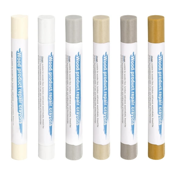 Uxcell Wood Filler Sticks 6 Colors Wooden Wax Touch Up Furniture Repair Crayons for Scratches, Scuffs, Cracks, Nail Holes, Cover Ups on Floor Tables Doors Frames Cabinets, White Series