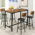 thumbnail image 6 of Paproos Bar Table Set of 5, 5 Piece Counter Height Dining Table and Upholstery Chais Set for Kitchen Patio Breakfast Nook, Dining Room Pub Bistro Table and Bar Stools with Backrest Set, Rustic Brown, 6 of 12