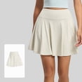 thumbnail image 5 of mgoYE Tennis Skirts for Women With Shorts Women's Pleated Tennis Skirt with Shorts High Waisted Golf Yoga Skort Mini Skirt Workout Skirt Athletic Skorts with Pockets(Beige,2XL), 5 of 6