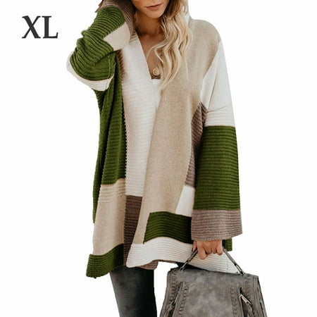 

BESTHUA Casual Knitted Cardigan Geometric Mixed Color Sweater for Girls
