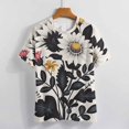 thumbnail image 3 of Nostalgic Vintage Floral Women's T-Shirt Short Sleeve T Shirts Tops Tee Ladies Loose T, 3 of 6