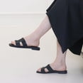 thumbnail image 2 of Sandalias planas Hofeny Rhinestone de piel sin cordones para mujer, 2 of 6