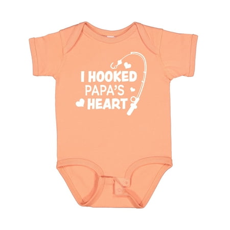 

Inktastic I Hooked Papa s Heart with Fishing Rod Gift Baby Boy or Baby Girl Bodysuit