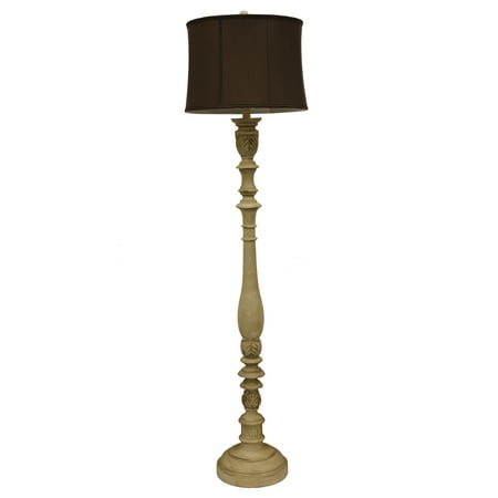 Decor Therapy Antique Ivory Floor Lamp with Faux Silk Shades, 62.5u0022