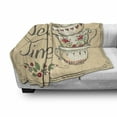 thumbnail image 3 of Tea Soft Flannel Fleece Throw Blanket, Ornamental Coffee Tea Cups with Flowers Berries Swirl Leaf Ceramics, Cozy Plush for Indoor and Outdoor Use, 50" x 70", Vermilion Champagne, by Ambesonne, 3 of 6