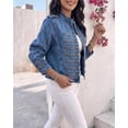 thumbnail image 5 of ChicMe Women's Denim Jackets Button Up Stand Collar Long Sleeve Jeans Jacket with Pockets Casual Lightweight Fall Coat Blue-m, 5 of 8