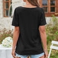 thumbnail image 5 of safuny Summer Trendy Loose Comfy Tops for Women Clearance Solid Tops Short Sleeve Tees Square Neck Shirts Eyelet Elegant Fashion Vintage Clothing Black XXL, 5 of 5