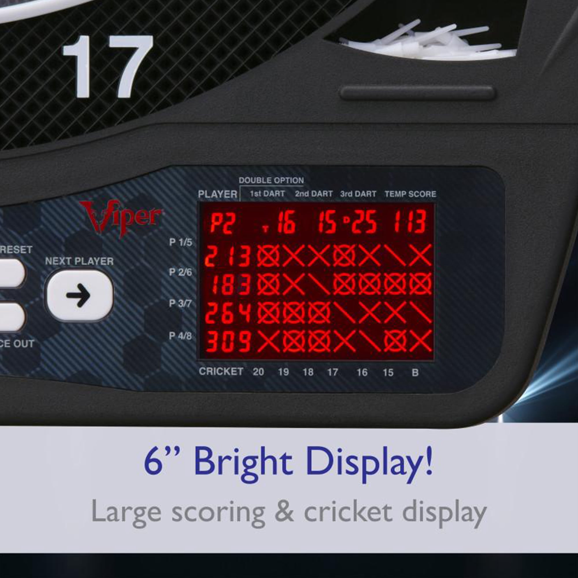 Viper Ion Electronic Dartboard w/ 48 Games, Up to 8 Players, Blue/Green